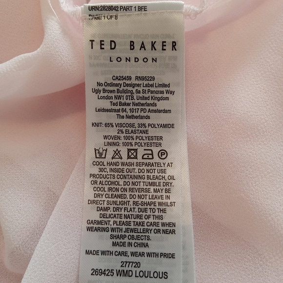 Ted Baker Loulous Cross Front Pleated Dress with Knit Bodice Coral Size 2 - Picture 13 of 15